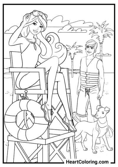 Sauveteur sur la plage - Coloriages Barbie