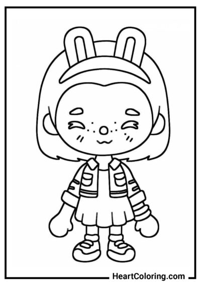 Cute girl with bunny ears - Toca Boca Coloring Pages