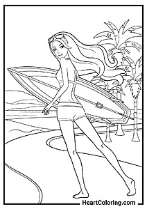 Desenho Barbie no mar — comece a colorir hoje