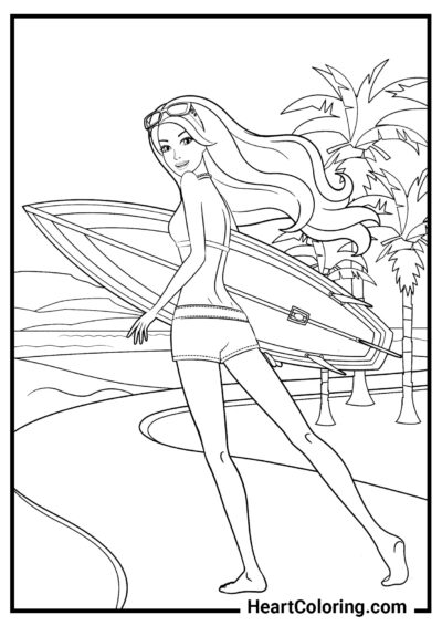 Barbie at sea - Barbie Coloring Pages