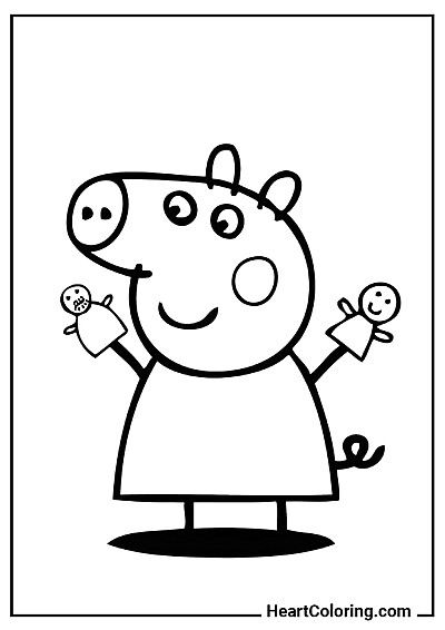 Раскраска Кукольный театр Свинки Пеппы — формат A4, высокое качество