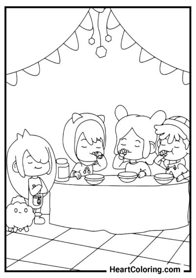 At breakfast - Toca Boca Coloring Pages