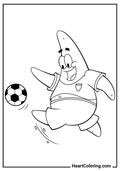 Patrick calciatore - Disegni di Spongebob da Colorare