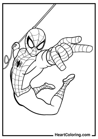 Spider-Man en vuelo - Dibujos de Spiderman para Colorear