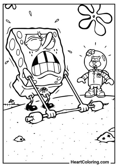 SpongeBob in training - SpongeBob Coloring Pages