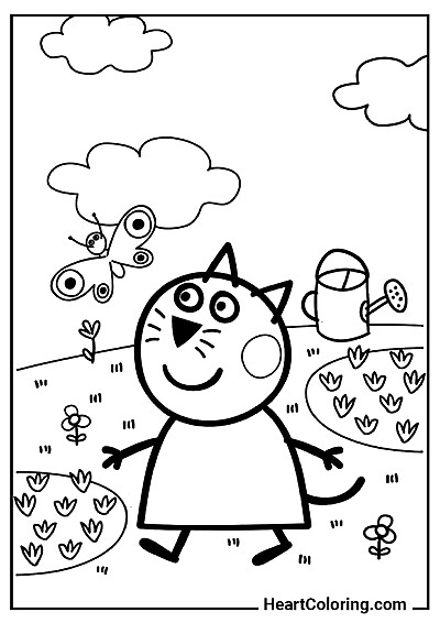 Распечатать на А4: раскраска Кэнди Кэт на прогулке