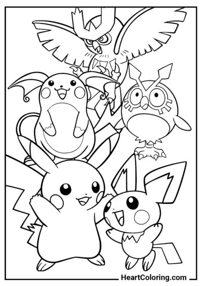 Equipo Pokémon - Dibujos de Pikachu para Colorear