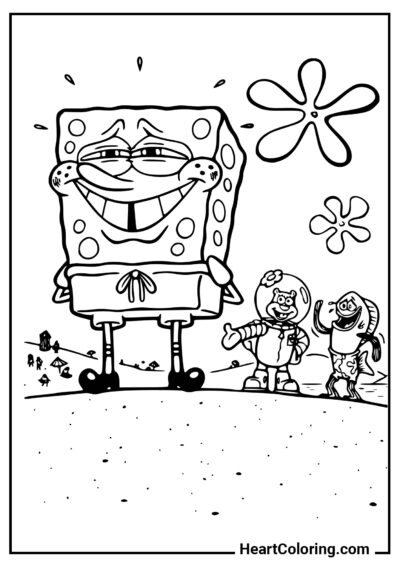 Smiling SpongeBob - SpongeBob Coloring Pages