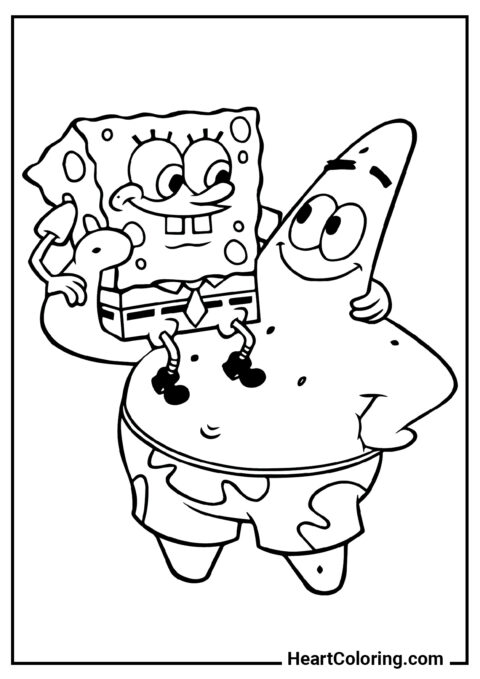 Beste Freunde - Ausmalbilder SpongeBob Schwammkopf
