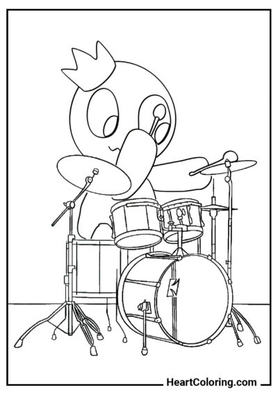 Drummer Blue - Rainbow Friends Coloring Pages