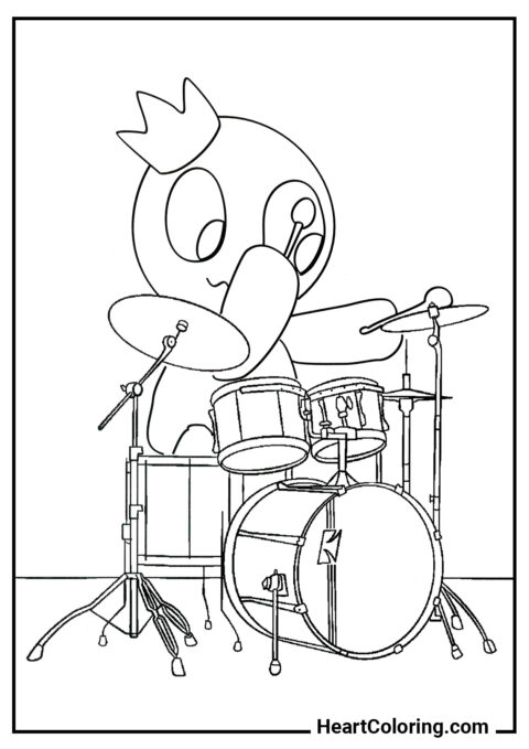 Drummer Blue - Rainbow Friends Coloring Pages