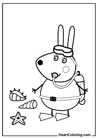 Мисc Крольчиха в акваланге — раскраска из раздела "Раскраски Свинка Пеппа"