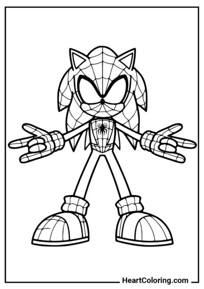 Sonic in a Spider-Man costume - Sonic the Hedgehog Coloring Pages