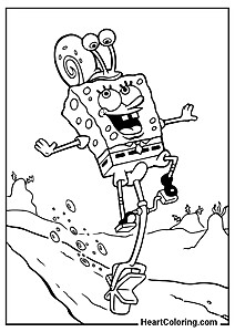 Online coloring: SpongeBob and Gary on a Unicycle