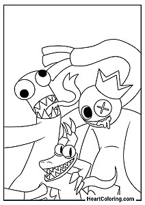 Printable drawing for kids: Crazy Rainbow Friends