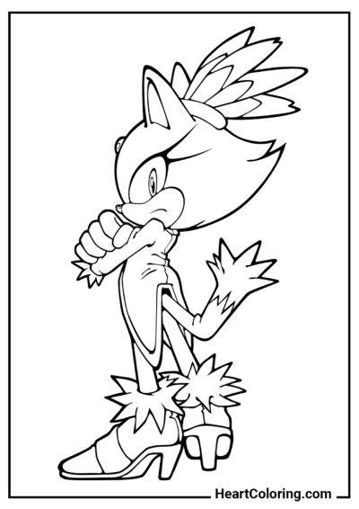 Blaze the cat is indignant - Sonic the Hedgehog Coloring Pages