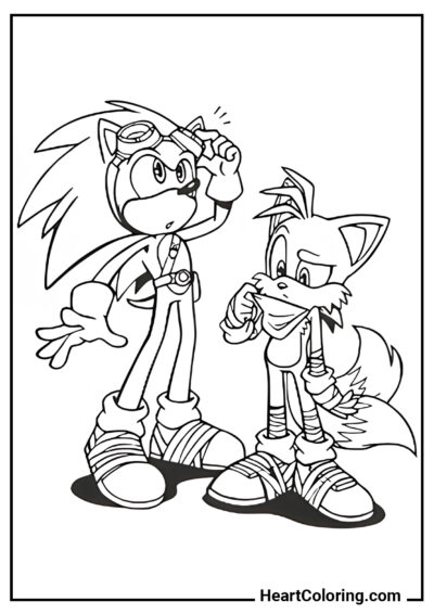 Tails und Sonic sind verwirrt - Sonic Ausmalbilder