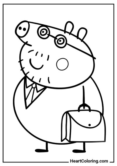 Daddy Pig in a business suit - Peppa Pig Coloring Pages
