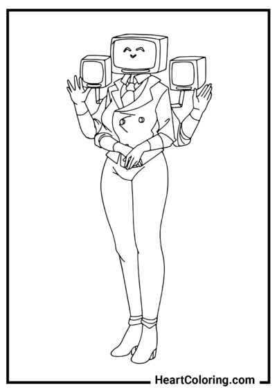 6 Friendly TV woman - TVMan Coloring Pages