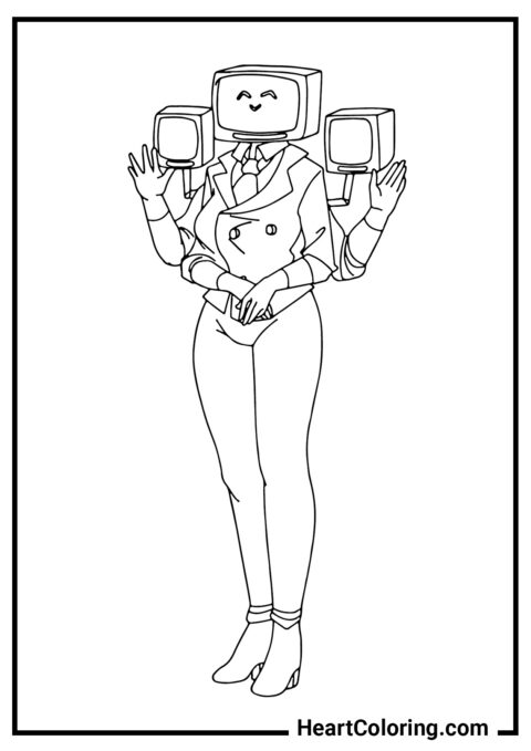6 Friendly TV woman - TVMan Coloring Pages