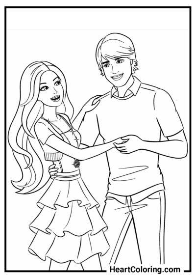 Barbie and Ken dance - Barbie Coloring Pages