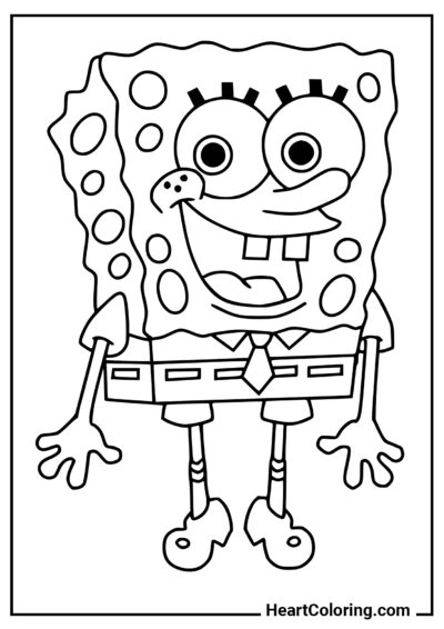 Bob Esponja alegre - Desenhos do Bob Esponja para Colorir