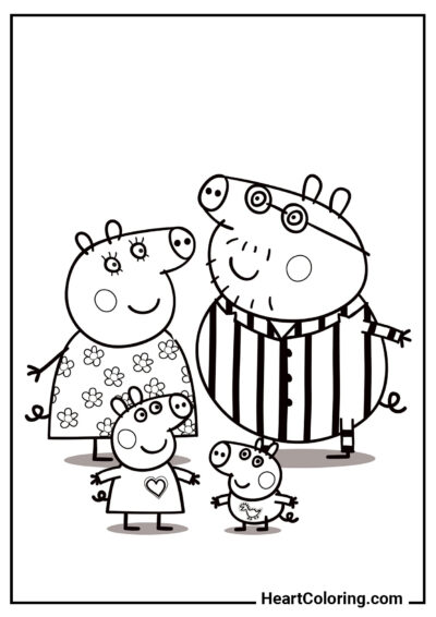 Familia de cerdos - Dibujos de Peppa Pig para Colorear