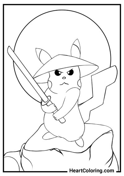 Pikachu samouraï - Coloriages Pikachu