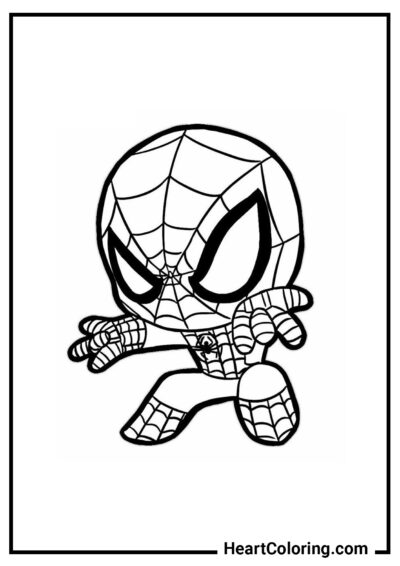 Chibi fofo do Homem-Aranha - Desenhos do Homem Aranha para Colorir
