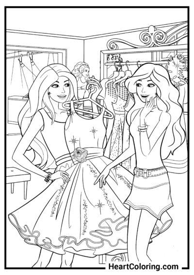 Temps de magasinage - Coloriages Barbie