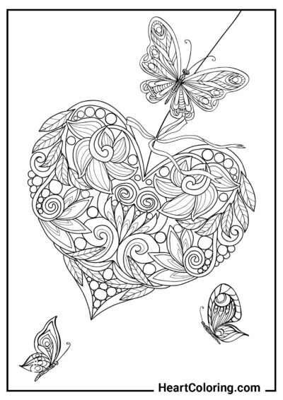 Яркое сердце - Раскраски Бабочек