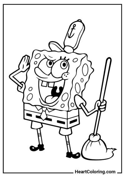 Putzfrau SpongeBob - Ausmalbilder SpongeBob Schwammkopf