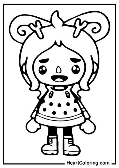 Menina feliz com chifres - Desenhos de Toca Boca para colorir