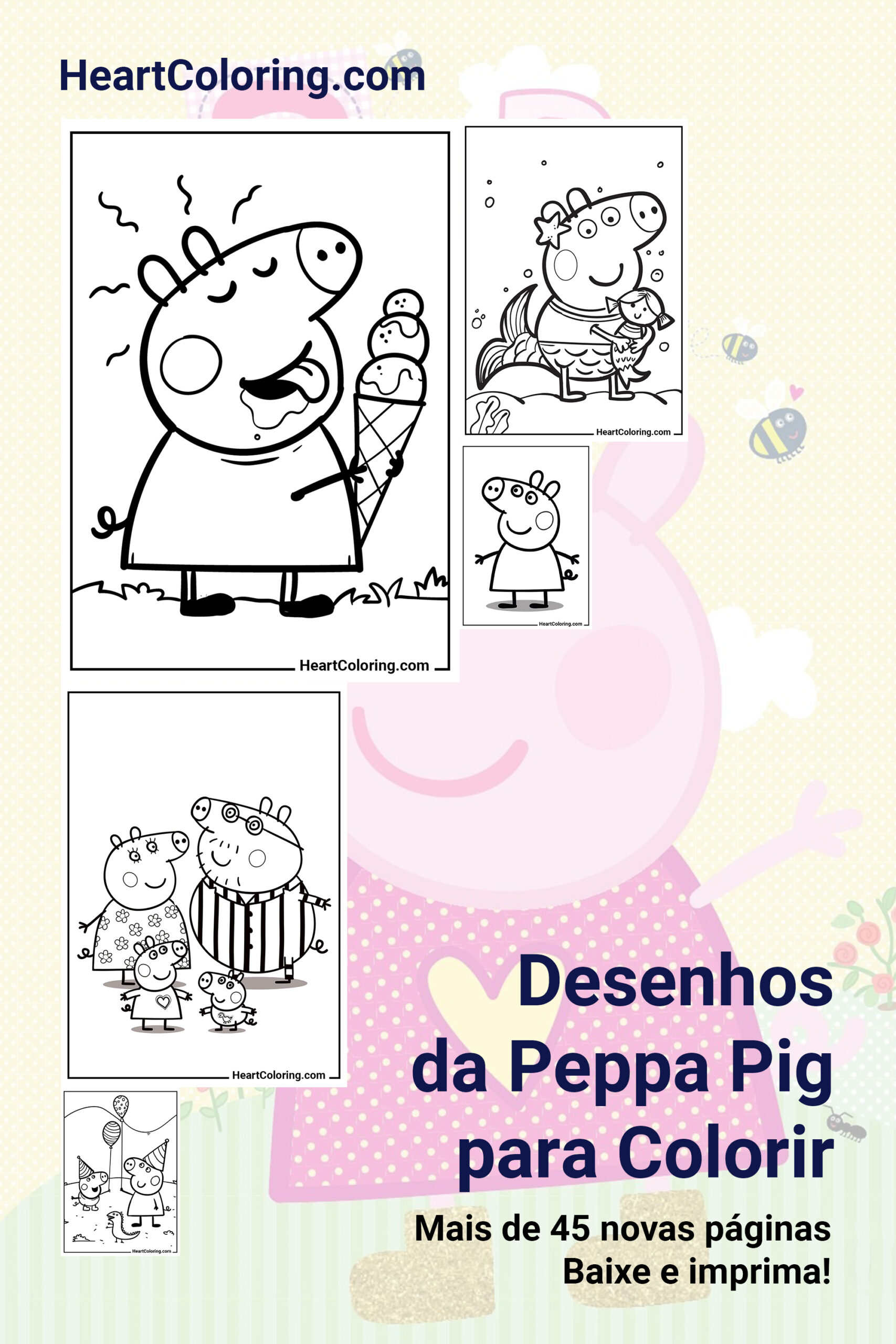 Desenhos da Peppa Pig para imprimir, baixar e colorir