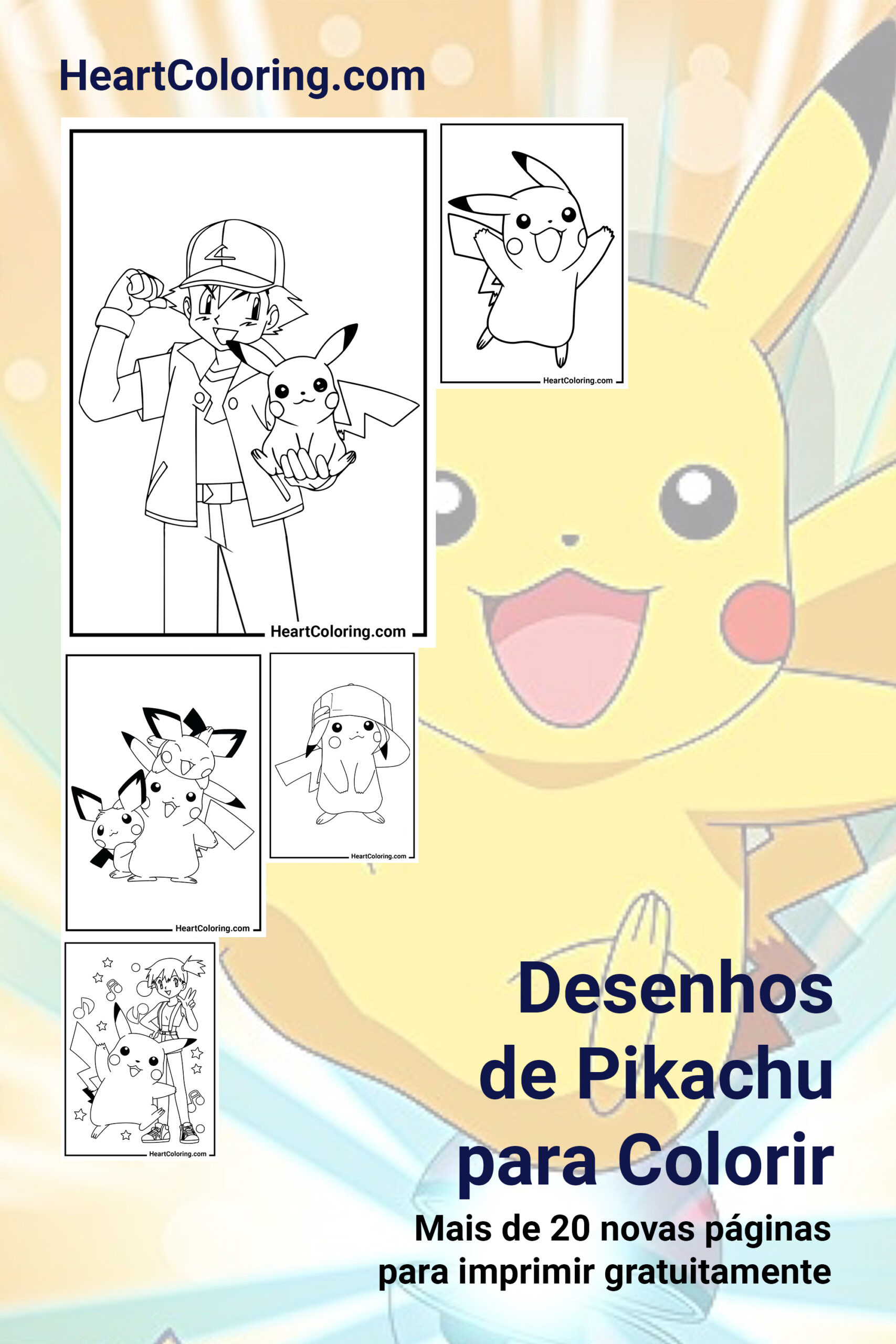 Desenhos de Pikachu para imprimir em A4 | 40+ imagens