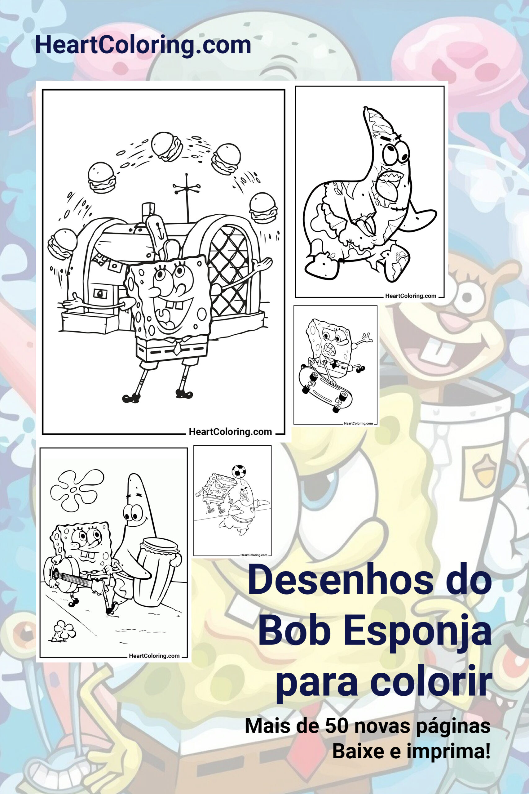 Desenhos do Bob Esponja para Imprimir e Colorir | 50+ Imagens