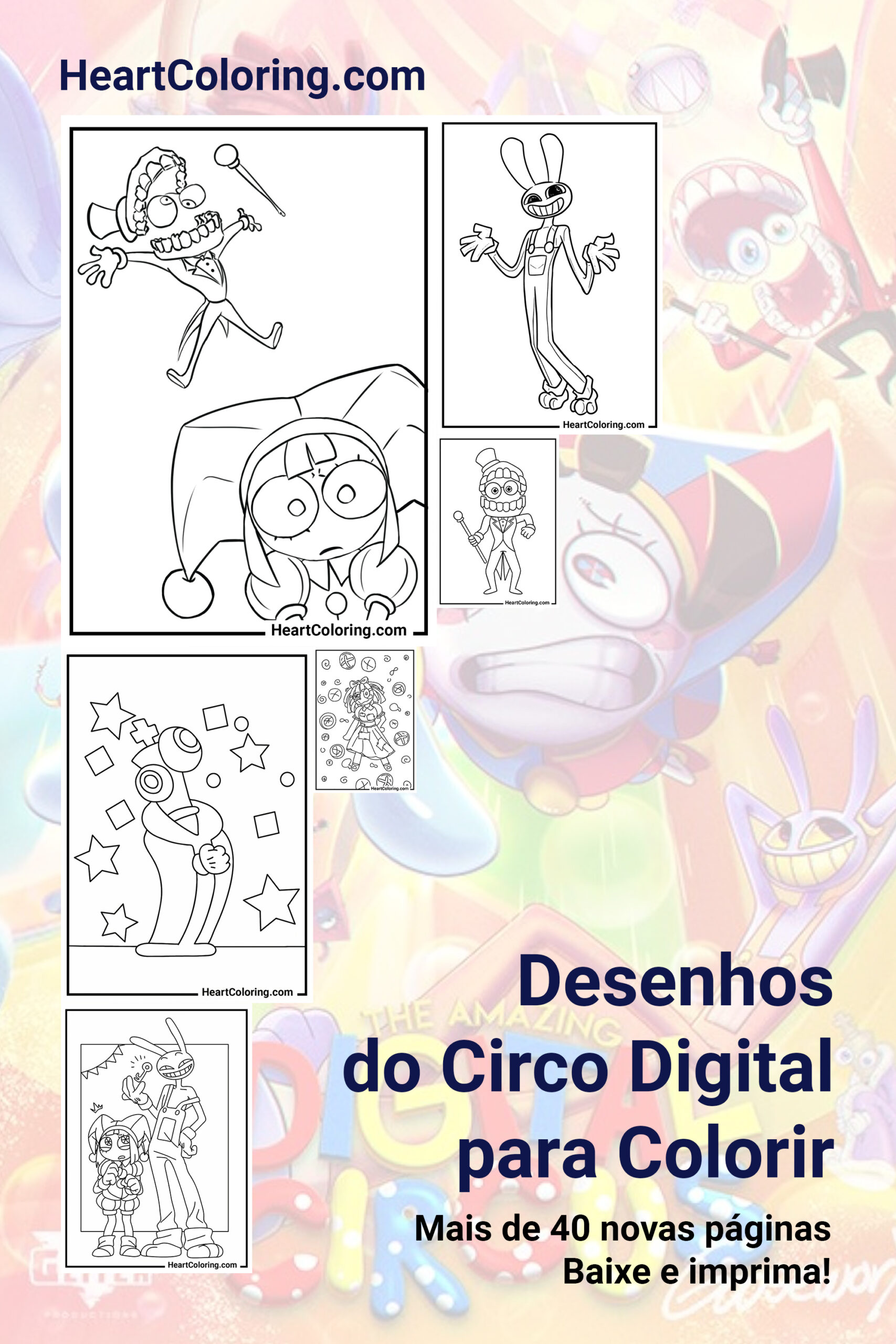 Desenhos do Incrível Circo Digital para Colorir | 40+ Imagens