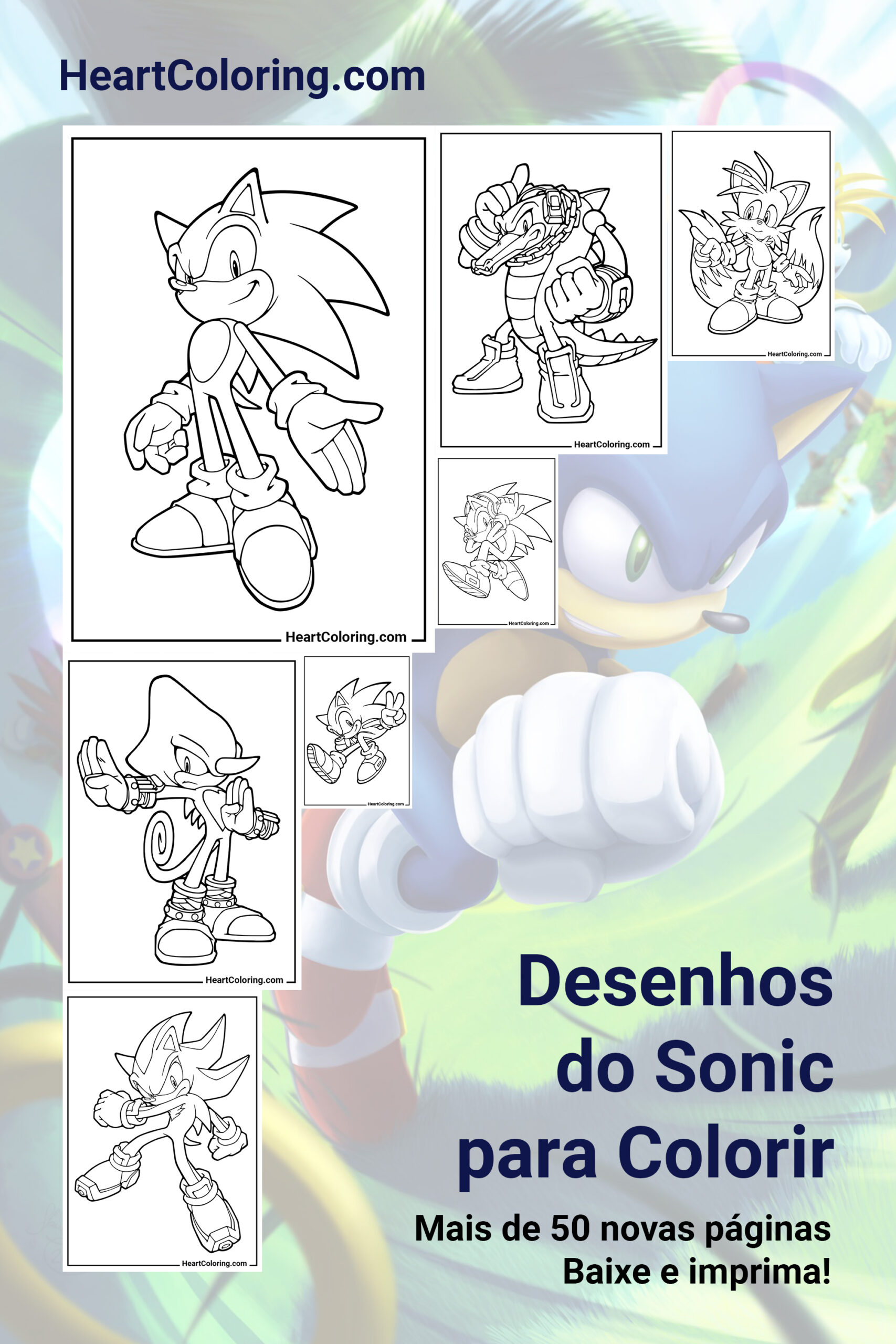 Desenhos do Sonic para colorir e imprimir em A4 | 50+ imagens