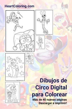 Dibujos del Asombroso Circo Digital para Imprimir y Colorear