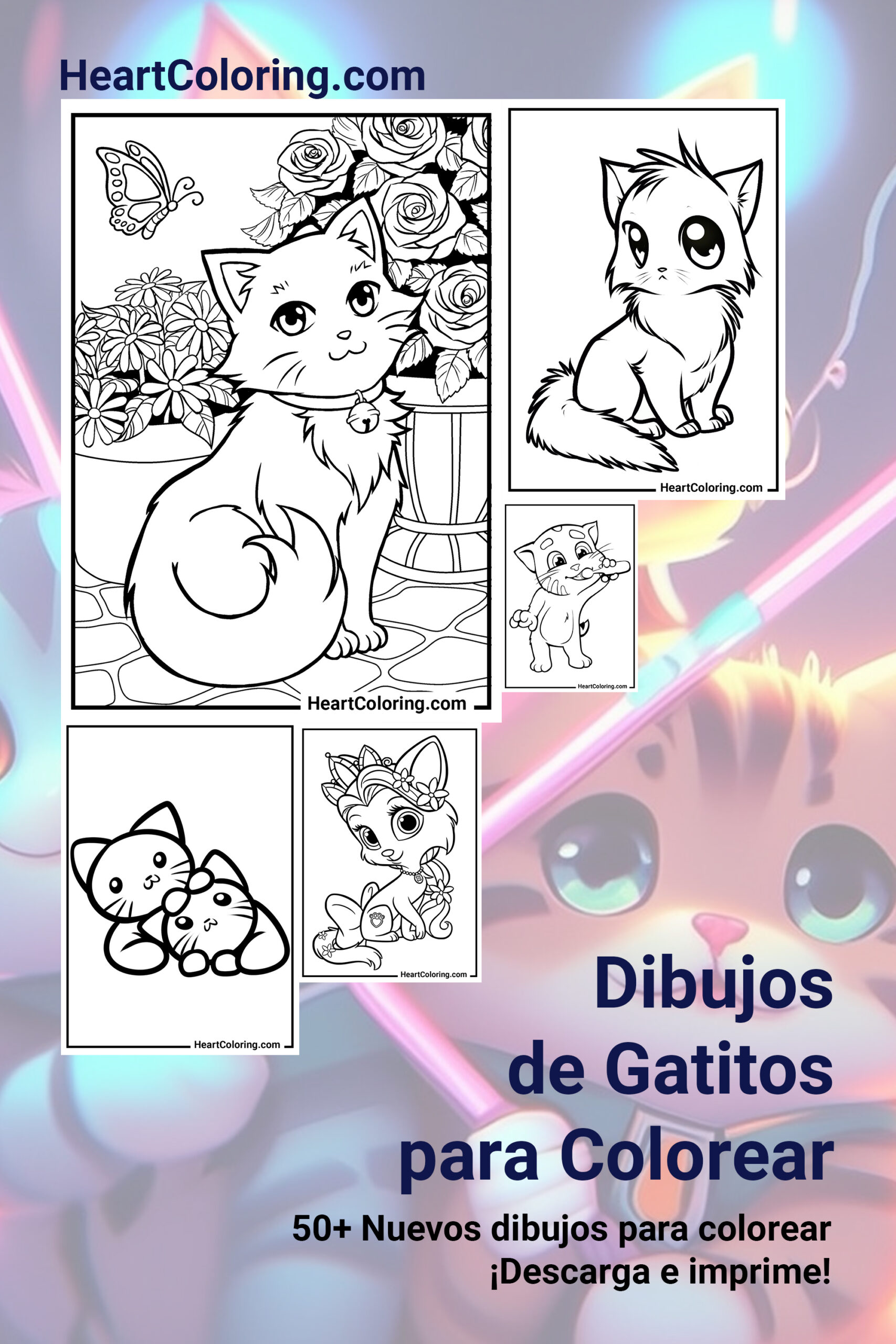 dibujos de gatos y gatitos para colorear