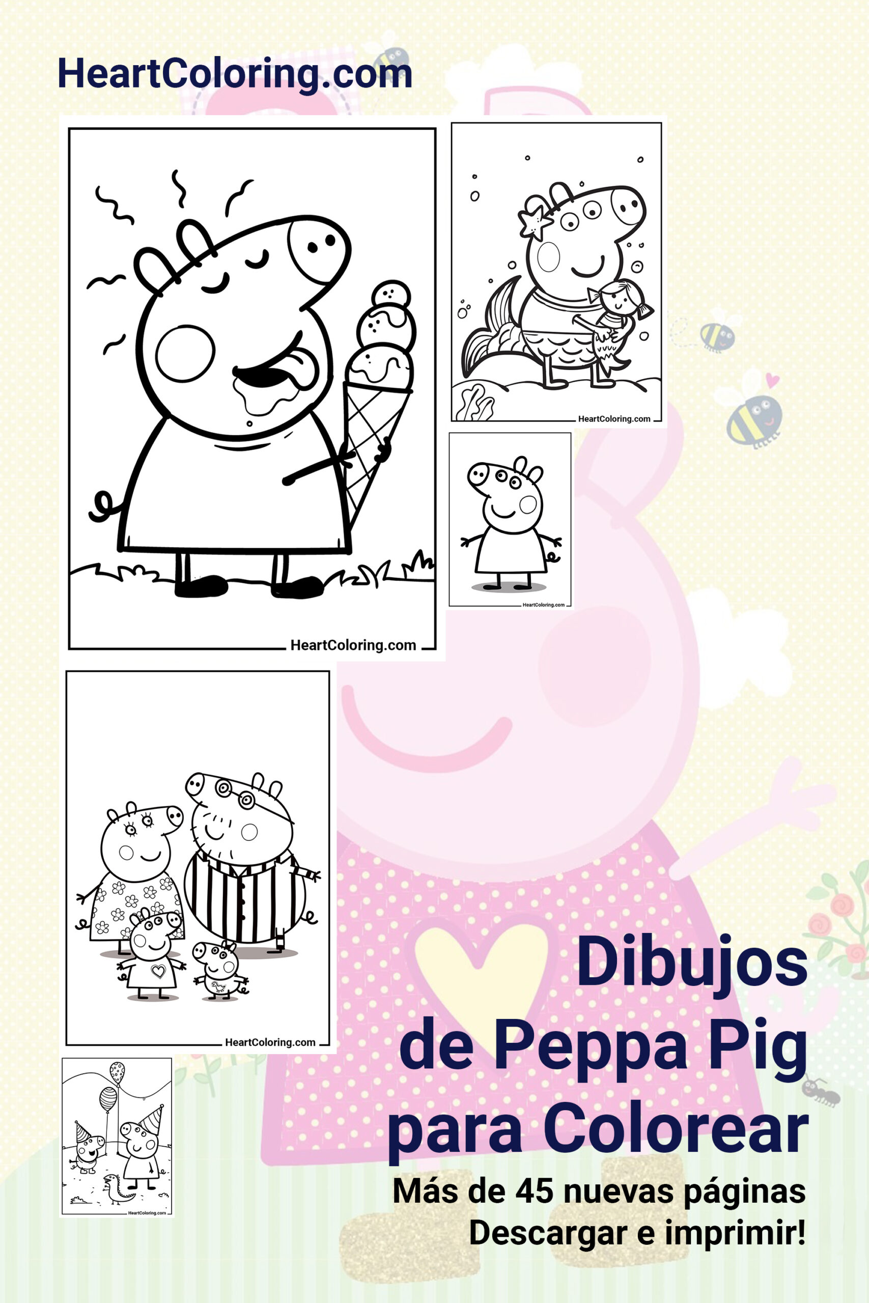 Dibujos de Peppa Pig para imprimir, descargar y colorear