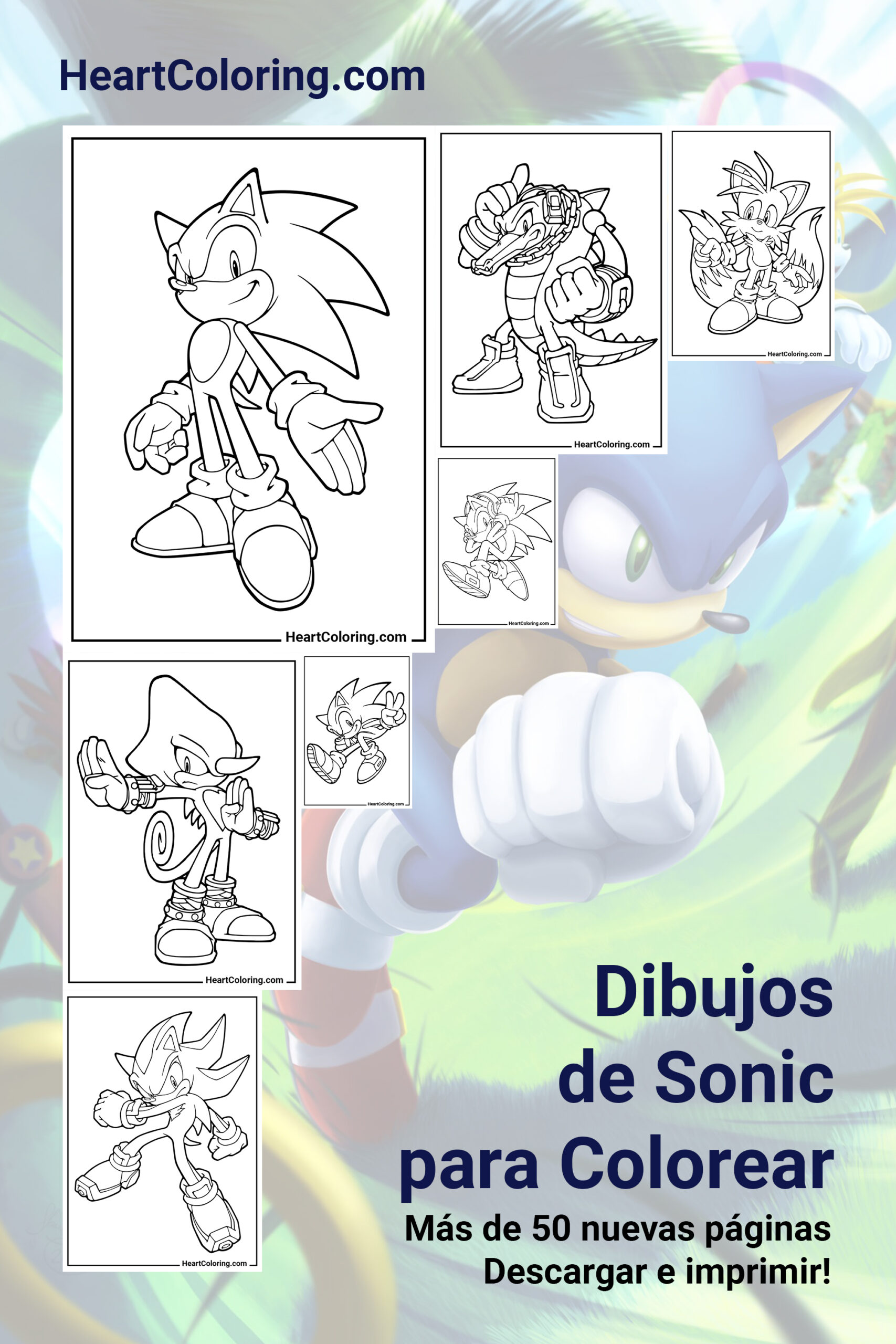 Dibujos de Sonic para colorear y imprimir en A4 | 50 imágenes