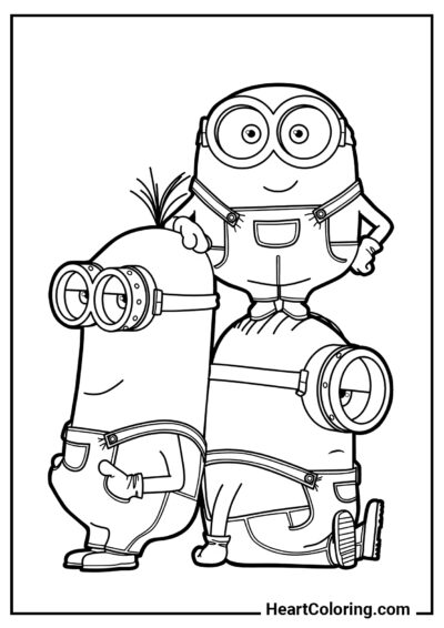 Kevin, Bob and Stuart - Minions Coloring Pages