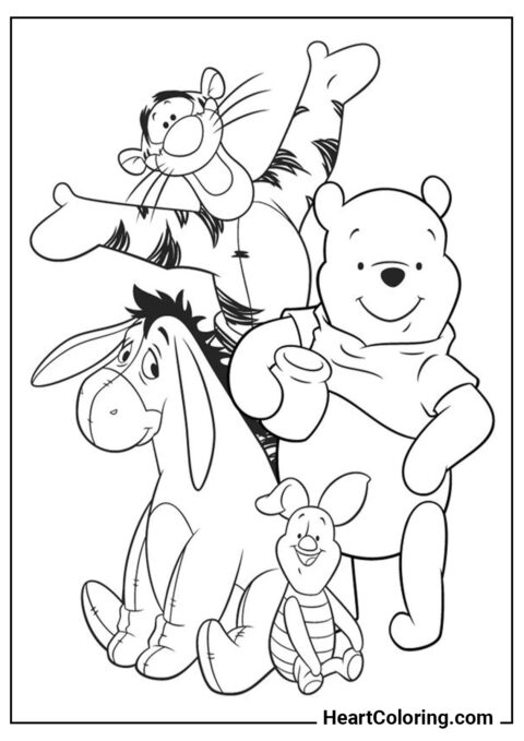 Winnie the Pooh and his Friends - Winnie the Pooh Coloring Pages