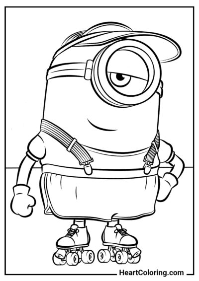 Stuart en rollers - Coloriages Minions