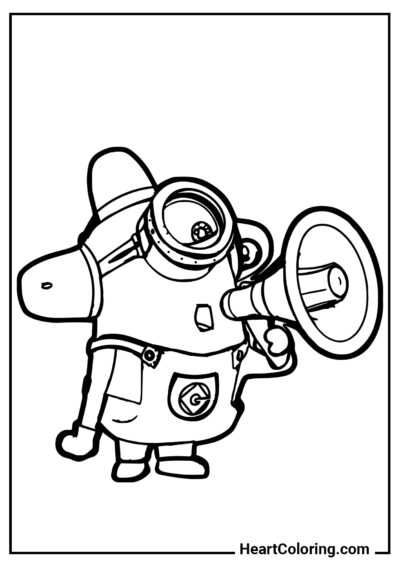 Minion with megaphone - Minions Coloring Pages