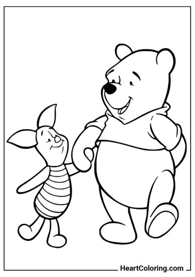 Walk with Piglet - Winnie the Pooh Coloring Pages