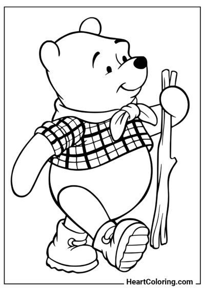 Winnie the Pooh explorando los alrededores - Dibujos de Winnie the Pooh para Colorear