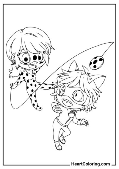 Chibi Personagens Principais - Desenhos do Ladybug para Colorir