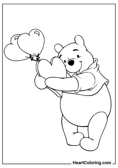 Urso de pelúcia apaixonado - Desenhos do Ursinho Pooh para Colorir